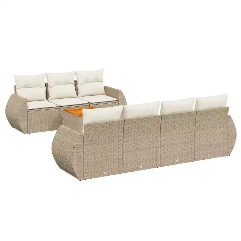 vidaXL Garden Sofa Set Beige PE Rattan Large Modular Outdoor Sofa Set