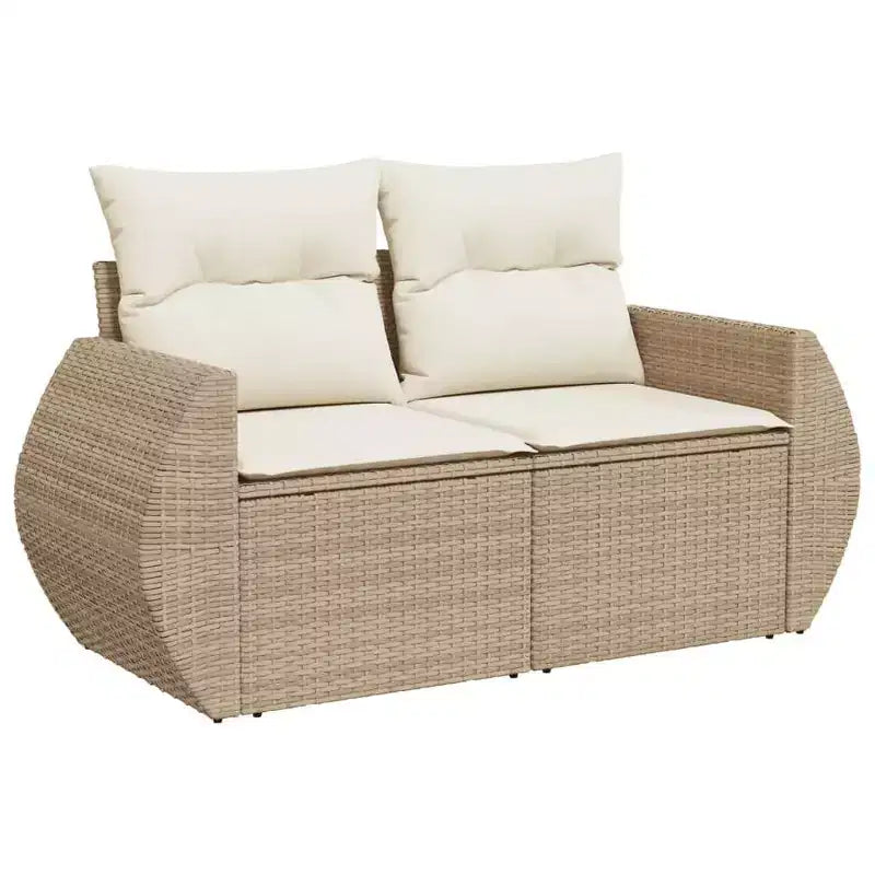 vidaXL Salon de jardin beige en résine tressée Grand canapé modulable d'extérieur
