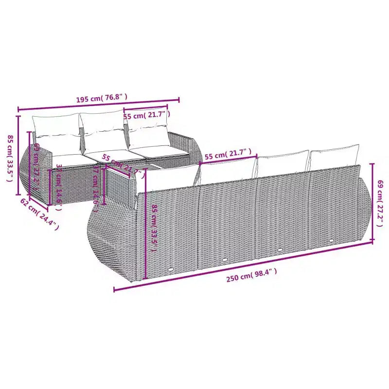 vidaXL Salon de jardin beige en résine tressée Grand canapé modulable d'extérieur