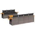vidaXL Garden Sofa Set Grey PE Rattan Large Adjustable Feet