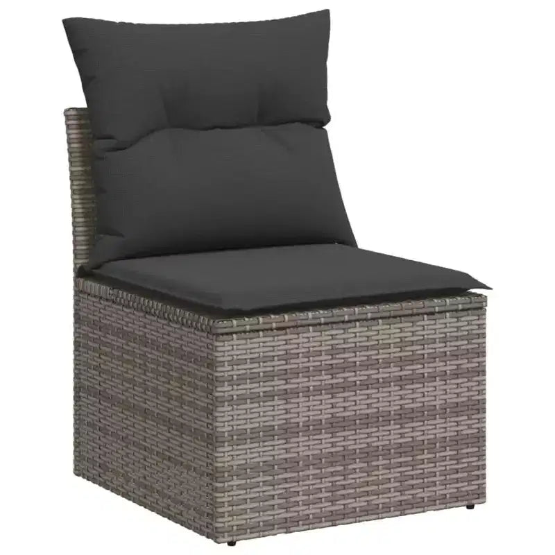 vidaXL Salon de jardin en résine tressée gris Pieds réglables larges