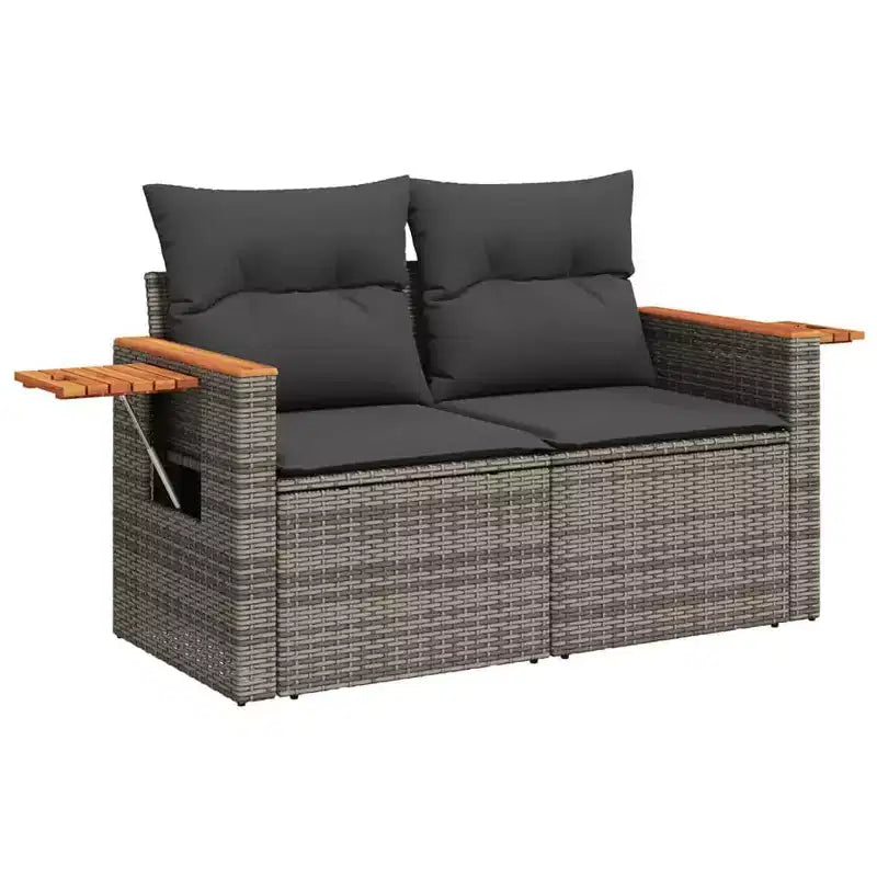 vidaXL Salon de jardin en résine tressée gris Pieds réglables larges