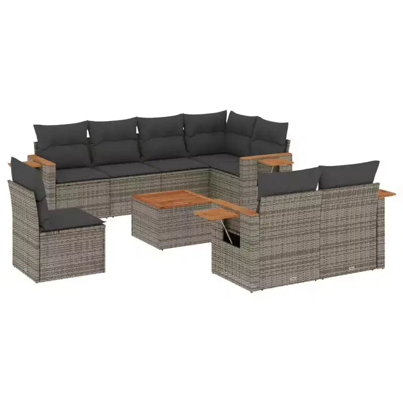 vidaXL Garden Sofa Set Grey Poly Rattan One size fits all Modular