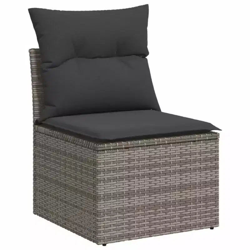 vidaXL Salon de jardin gris en polyrotin Taille unique Modulable