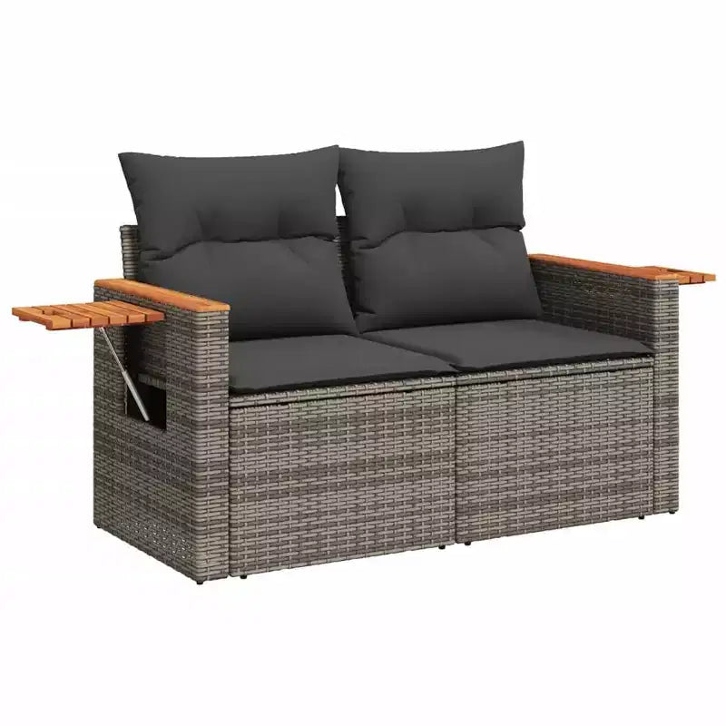 vidaXL Salon de jardin gris en polyrotin Taille unique Modulable