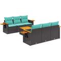 vidaXL 7 Piece Patio Sofa Set with Cushions Black Poly Rattan