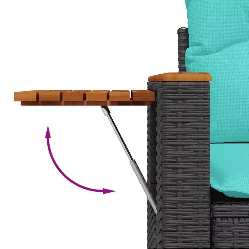 vidaXL Salon de jardin 7 pcs avec coussins résine tressée noir