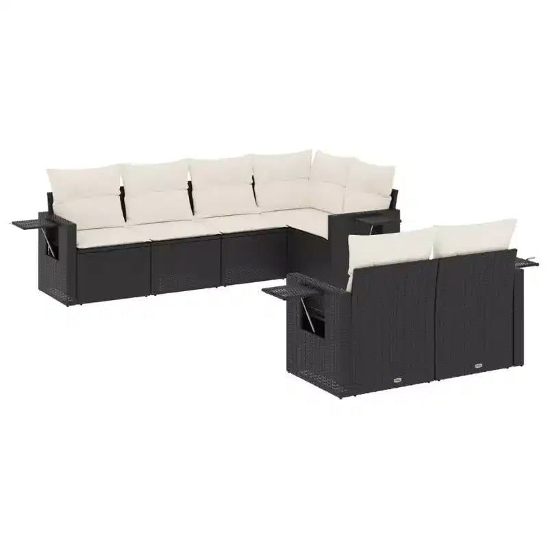 vidaXL Garden Sofa Set Black PE Rattan Large Detachable