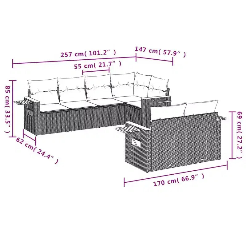 vidaXL Salon de jardin détachable en résine tressée noire