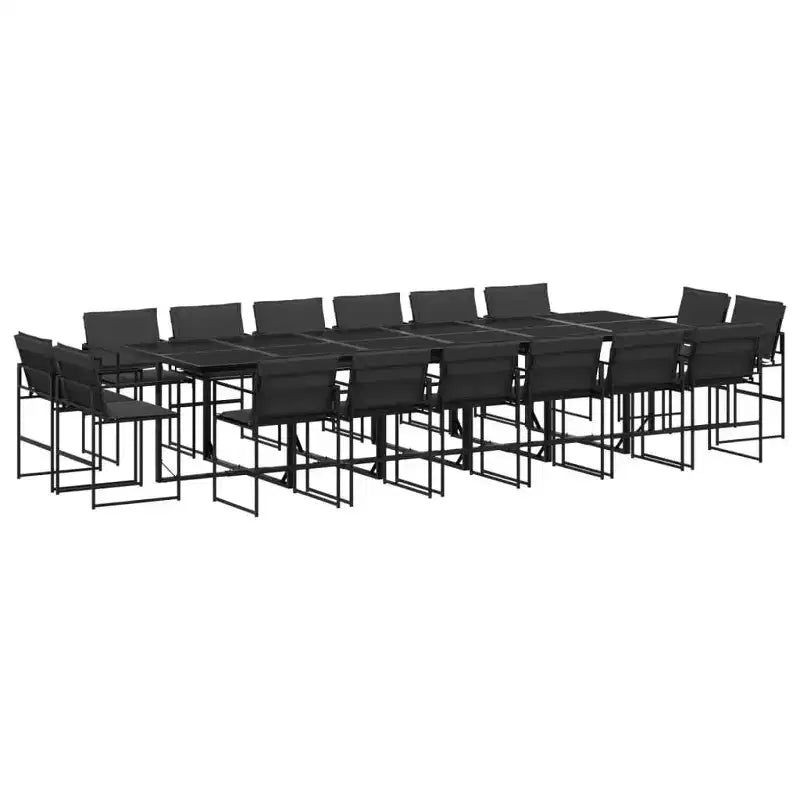 vidaXL 17 Piece Patio Dining Set with Cushions Black Textilene