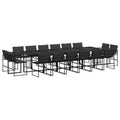 vidaXL 17 Piece Patio Dining Set with Cushions Black Textilene