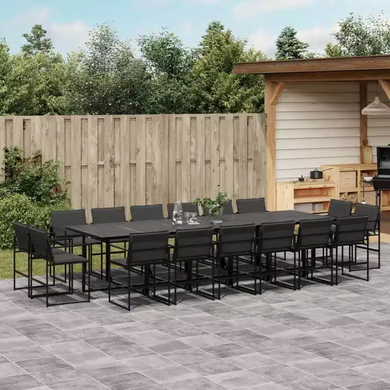 vidaXL Salon de jardin 17 pièces avec coussins textilène noir