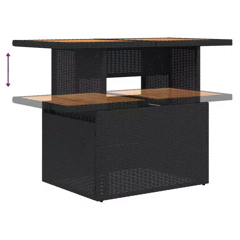 vidaXL Salon de jardin noir en résine tressée 11 pièces modulable