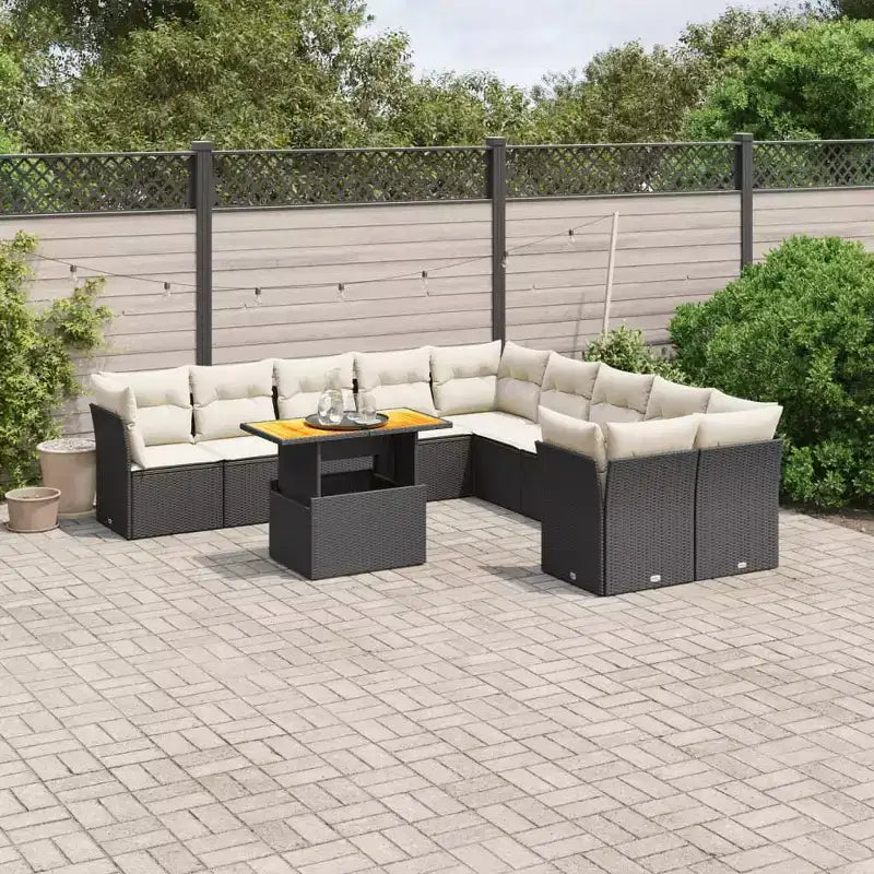vidaXL Salon de jardin noir en résine tressée 11 pièces modulable