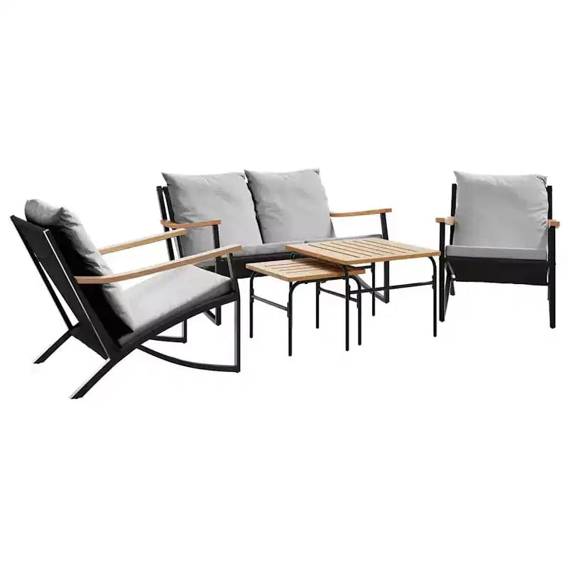 vidaXL Patio Chairs with Cushions Seating Outdoor Garden Furniture Black Steel