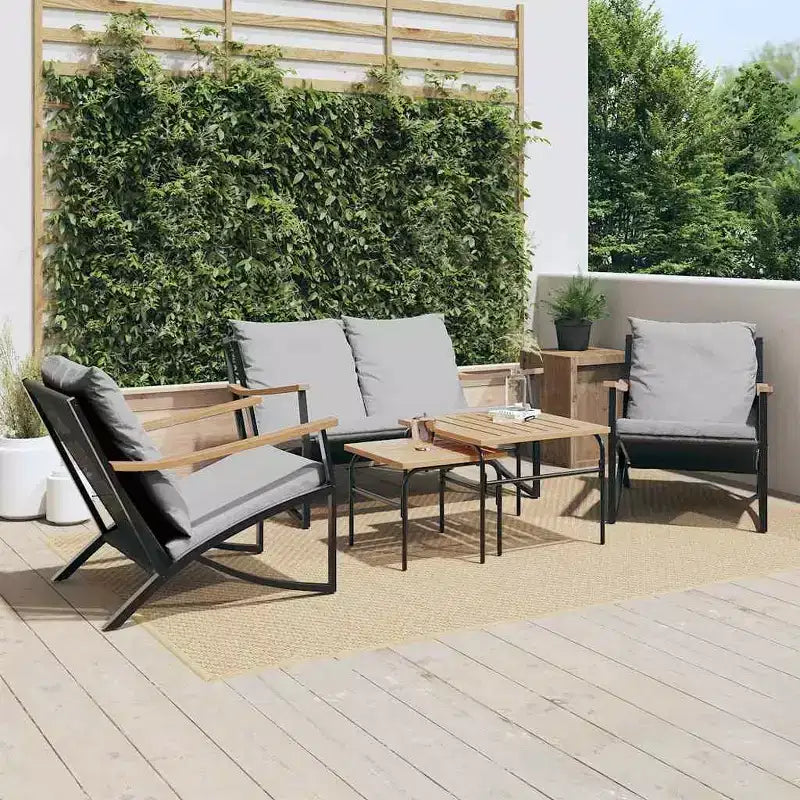 vidaXL Chaises de patio avec coussins, mobilier de jardin extérieur, acier noir