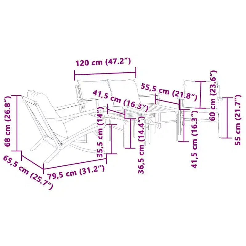 vidaXL Chaises de patio avec coussins, mobilier de jardin extérieur, acier noir