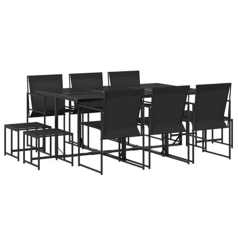 vidaXL Patio Dining Set Table and Chair Garden Outdoor Furniture Black Textilene