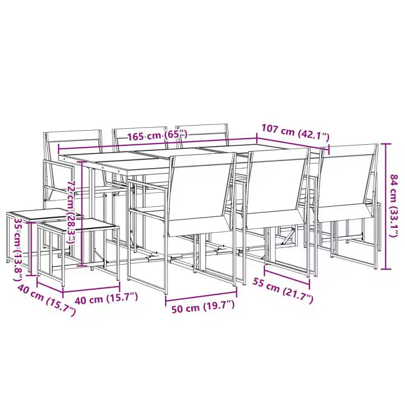 vidaXL Ensemble de salle à manger de jardin Table et chaises Meubles d'extérieur Tissu textilène Noir