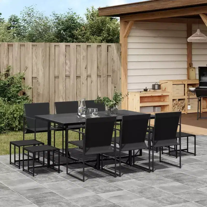 vidaXL Ensemble de salle à manger de jardin Table et chaises Meubles d'extérieur Tissu textilène Noir