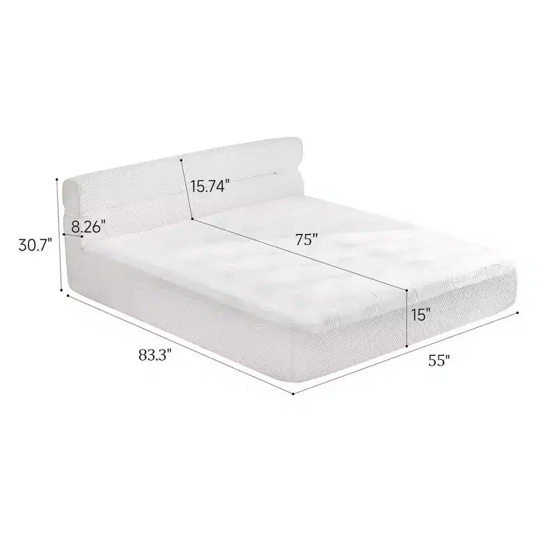Polyester Blend Upholstered Mattress Bed with Floor Base