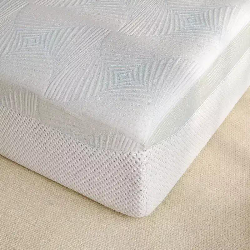 Polyester Blend Upholstered Mattress Bed with Floor Base