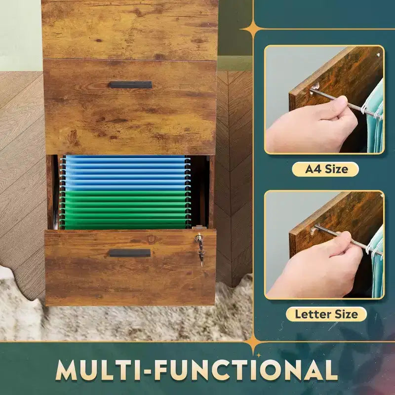 Engineered Wood 4-Drawer Vertical File Cabinet with Lock 51.2''