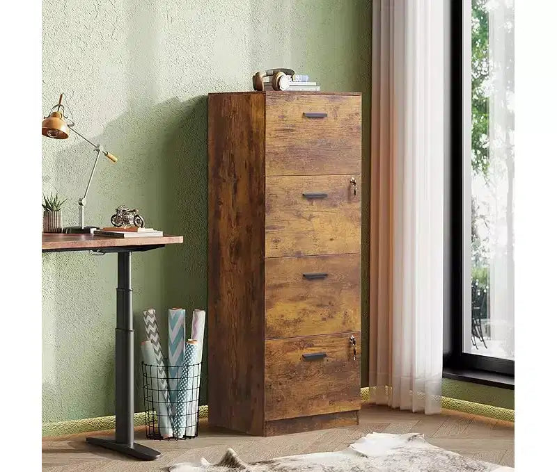 Engineered Wood 4-Drawer Vertical File Cabinet with Lock 51.2''