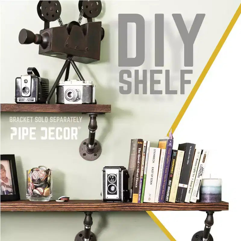 Pine Wood Floating Wall Shelf Trail Brown 36''