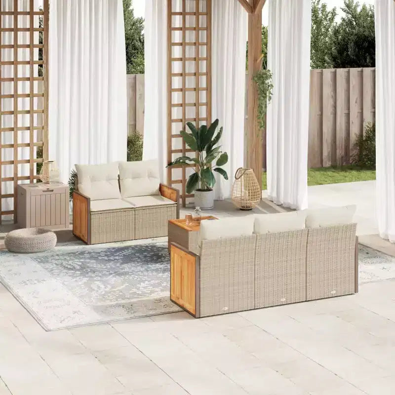 vidaXL Salon de jardin beige, blanc crème