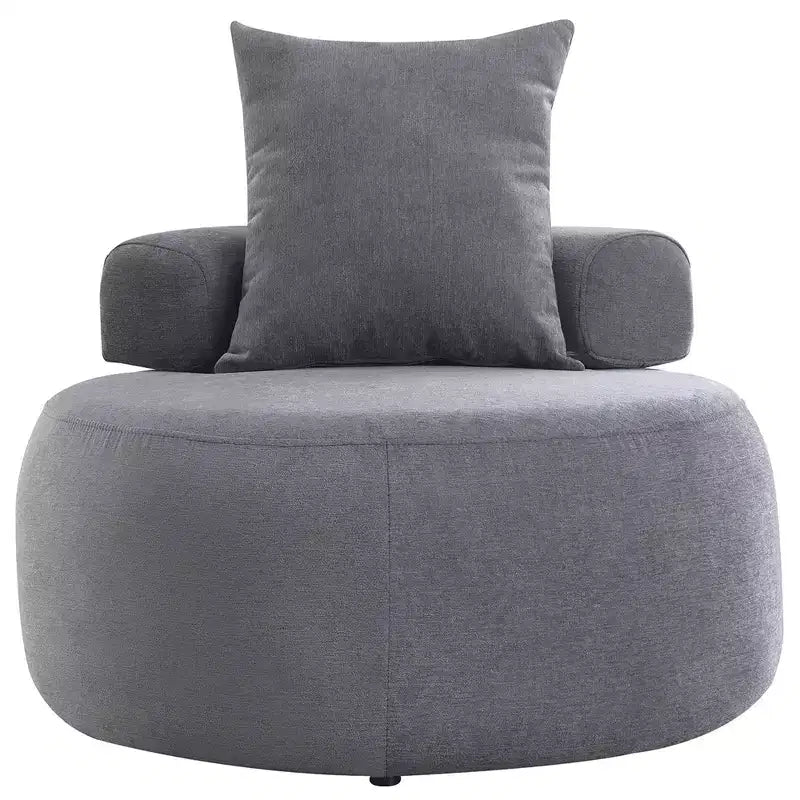 Chenille Upholstered Round Lounge Chair with Chaise 32''
