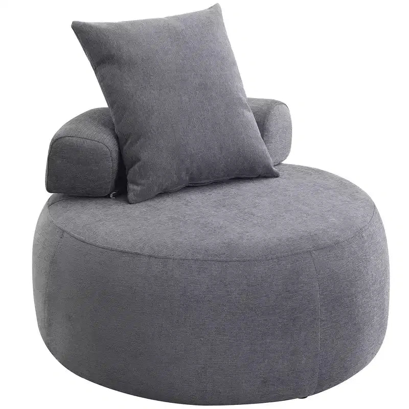 Chenille Upholstered Round Lounge Chair with Chaise 32''