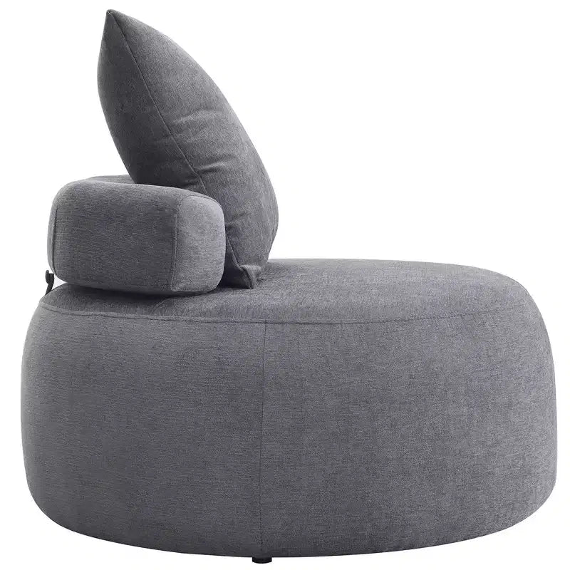Chenille Upholstered Round Lounge Chair with Chaise 32''