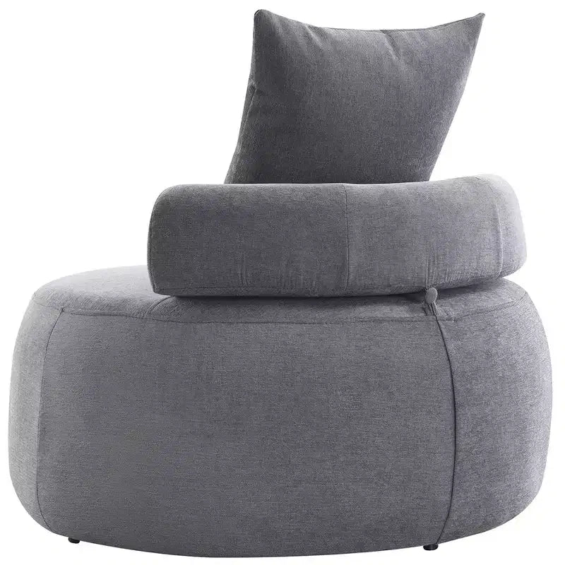 Chenille Upholstered Round Lounge Chair with Chaise 32''