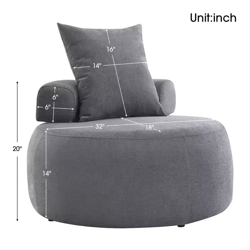 Chenille Upholstered Round Lounge Chair with Chaise 32''