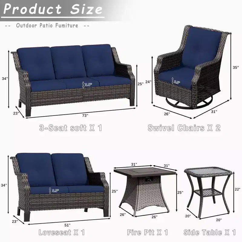 Ensemble de 7 places UPTIOT avec foyer et coussins