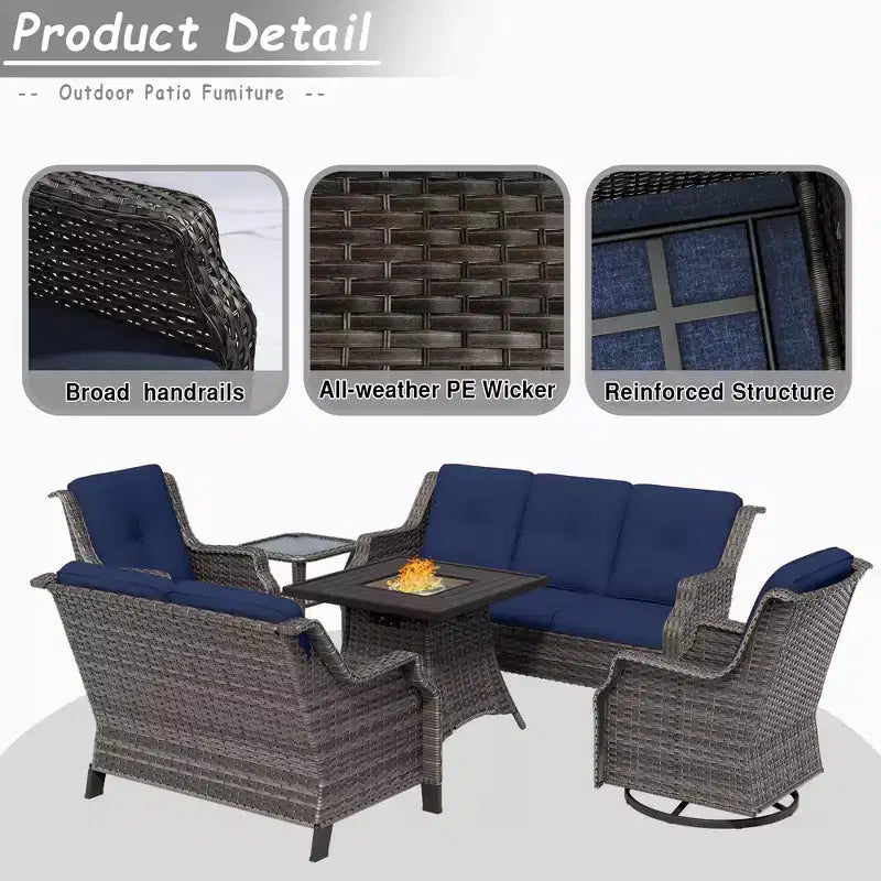 Ensemble de 7 places UPTIOT avec foyer et coussins