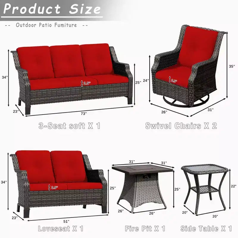 Ensemble de 7 places UPTIOT avec foyer et coussins