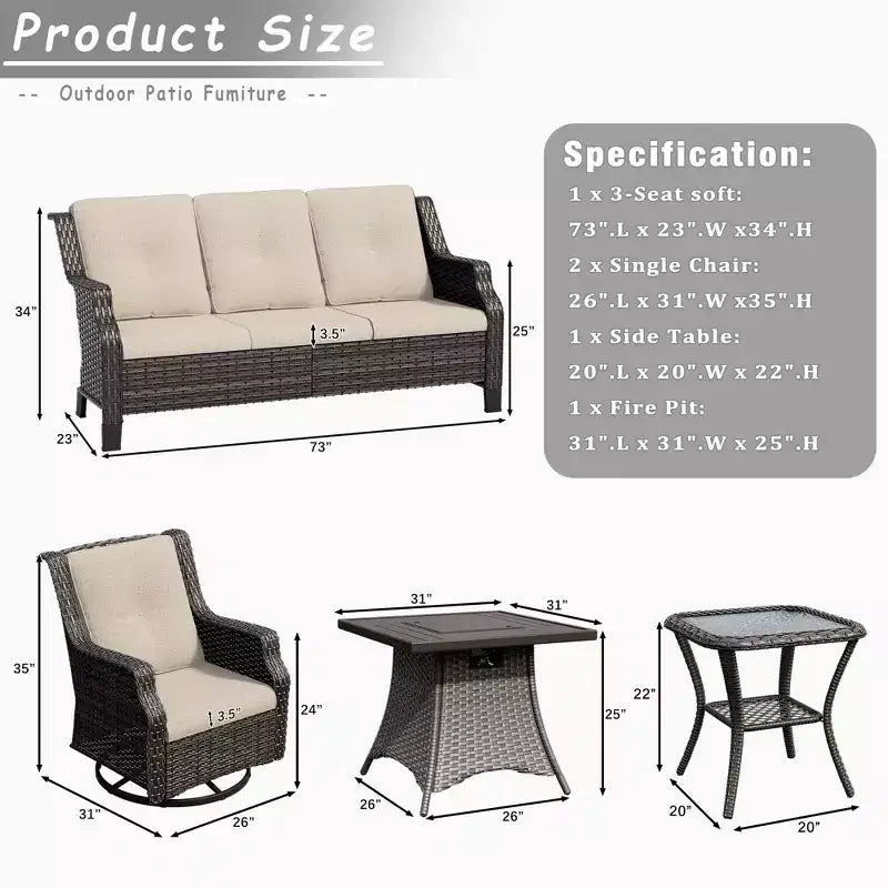 Ensemble de 7 places UPTIOT avec foyer et coussins