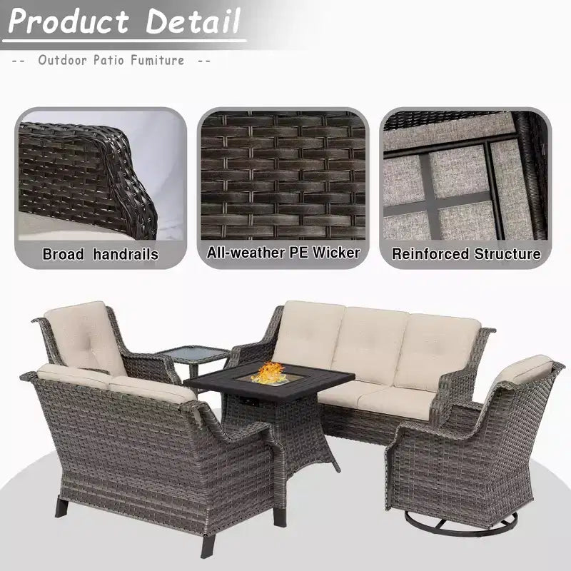 Ensemble de 7 places UPTIOT avec foyer et coussins