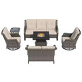 UPTIOT 7-Person Seating Group With Fire Pit And Cushions