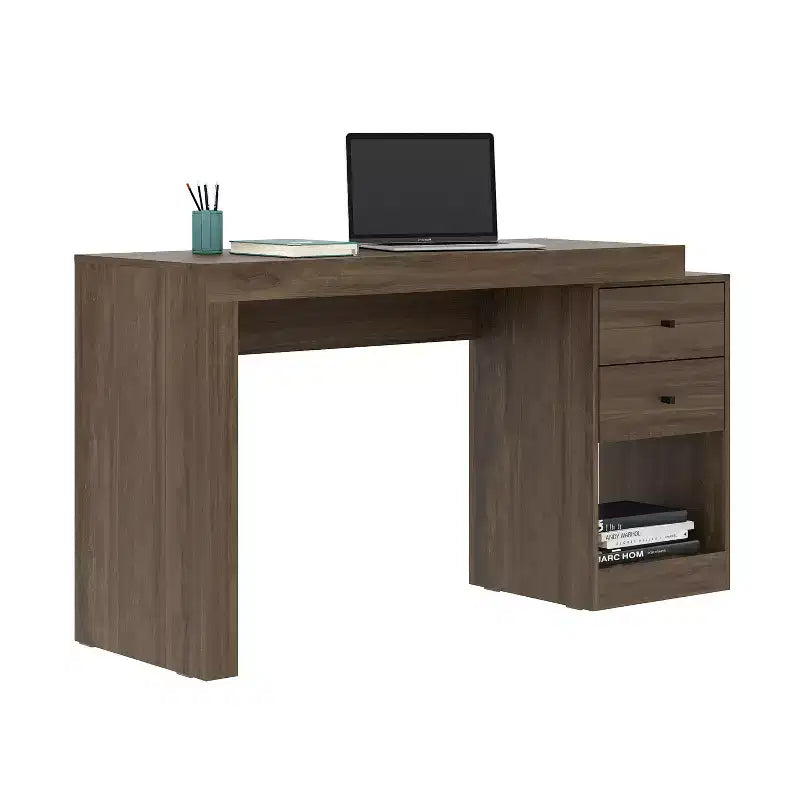 MDF Expandable Home Office Desk with 2 Drawers and Shelf 47.5''
