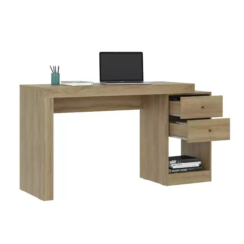 MDF Expandable Home Office Desk with 2 Drawers and Shelf 47.5''