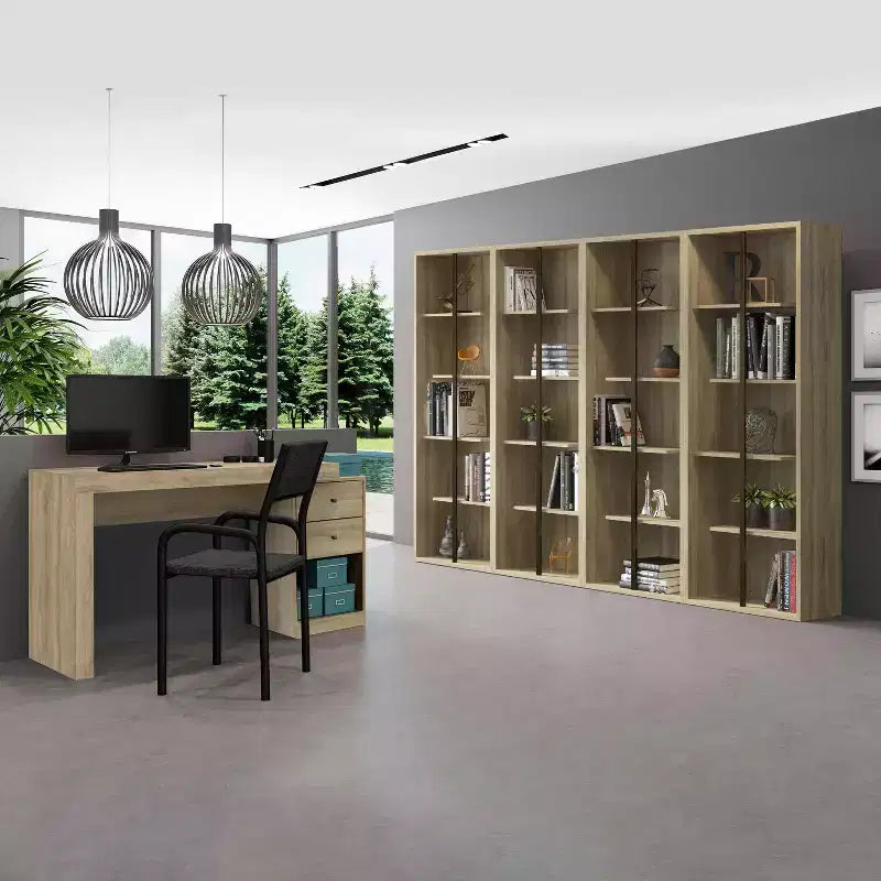 MDF Expandable Home Office Desk with 2 Drawers and Shelf 47.5''