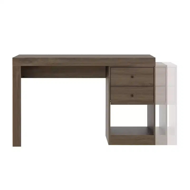 MDF Expandable Home Office Desk with 2 Drawers and Shelf 47.5''