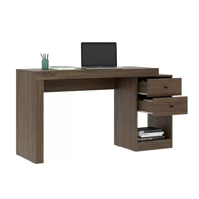 MDF Expandable Home Office Desk with 2 Drawers and Shelf 47.5''