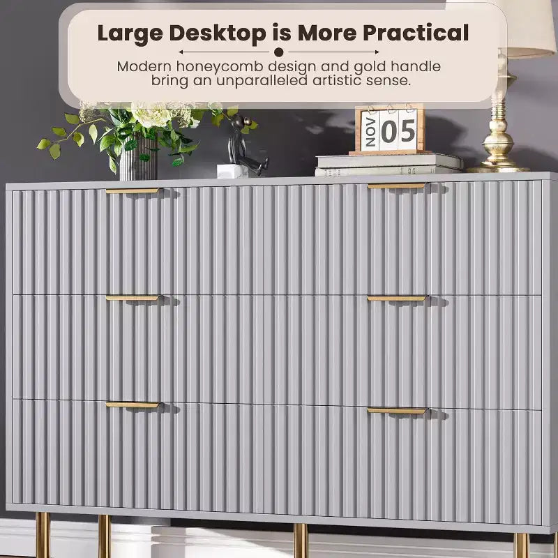 MDF 6-Drawer Dresser with Anti-Tip Fittings 47.24''