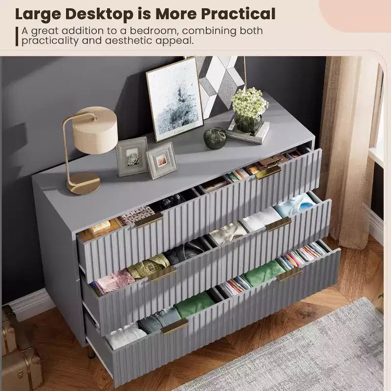 MDF 6-Drawer Dresser with Anti-Tip Fittings 47.24''