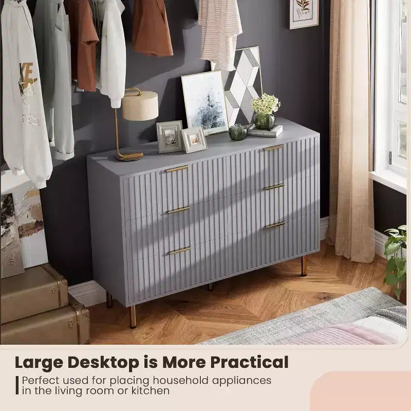 MDF 6-Drawer Dresser with Anti-Tip Fittings 47.24''