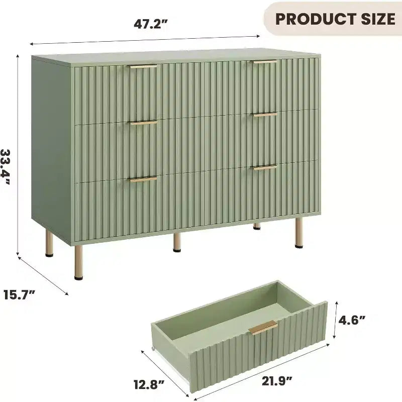 MDF 6-Drawer Dresser with Anti-Tip Fittings 47.24''